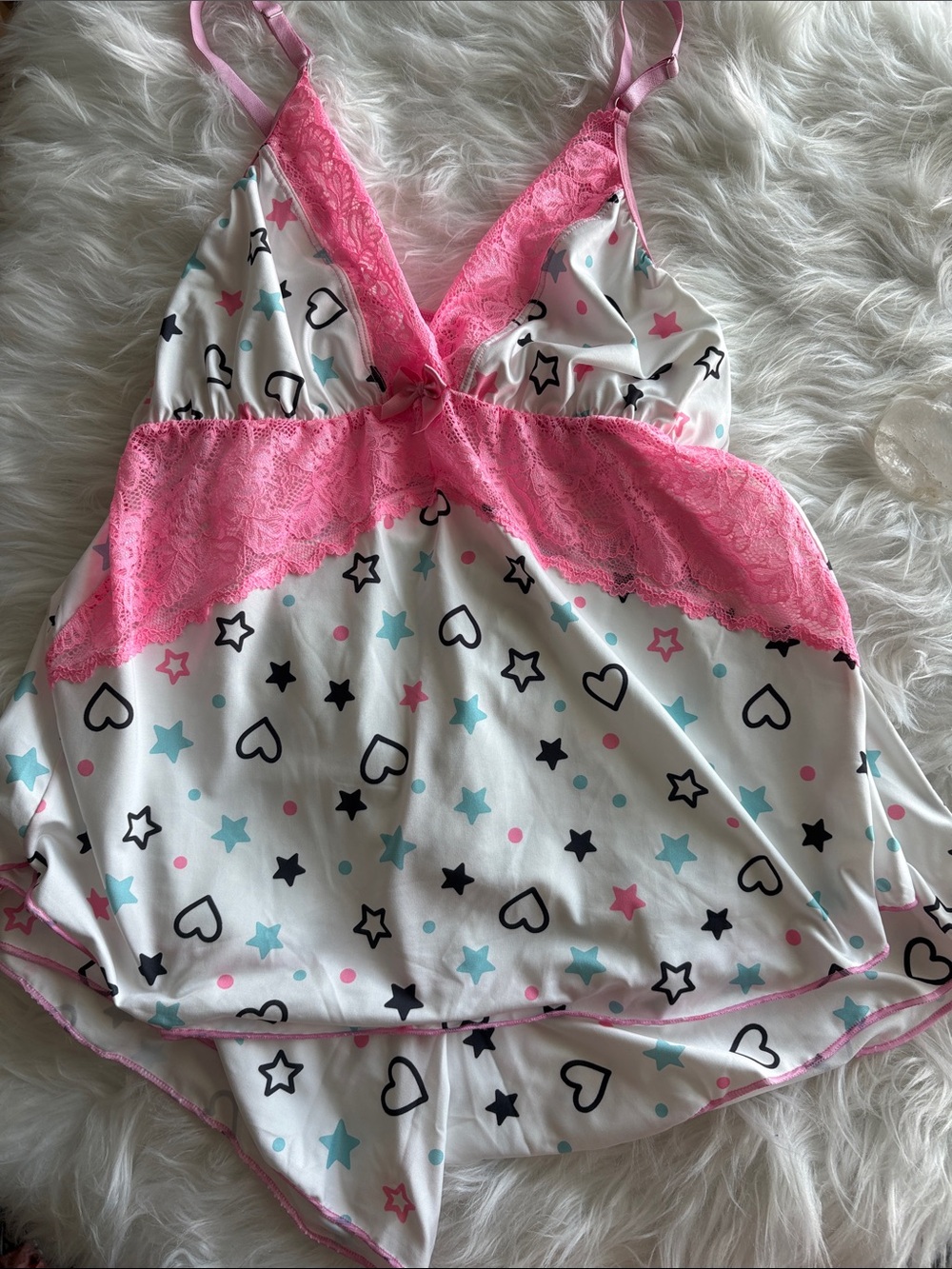 Pink Lace-Trim Star & Heart Sleep Cami